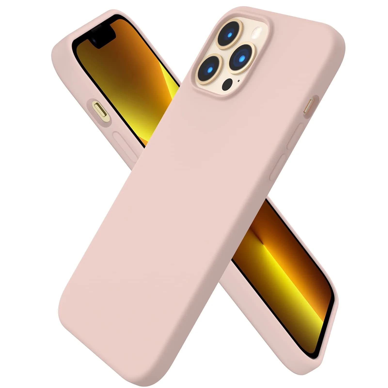 ORNARTO Compatible with iPhone 13 Pro Max Case 6.7" | Liquid Silicone, Full Cover, Pink — Sand Chalk Pink