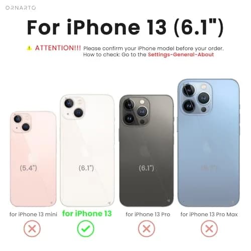 ORNARTO Liquid Silicone Case for iPhone 13 (6.1-inch), White | Shockproof, Slim Fit, Wireless Charging Compatible thumbnail 2