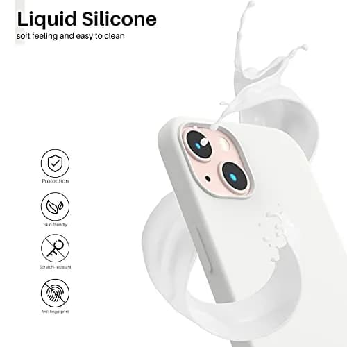 ORNARTO Liquid Silicone Case for iPhone 13 (6.1-inch), White | Shockproof, Slim Fit, Wireless Charging Compatible thumbnail 3