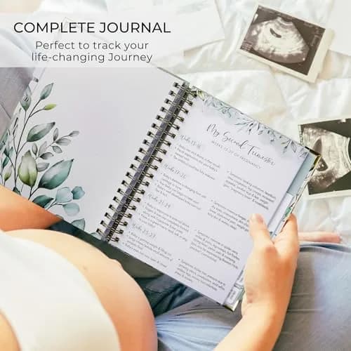 ZICOTO Pregnancy Journal and Memory Book with Stickers | 9x10 inches, 105 pages, Greenery design thumbnail 4