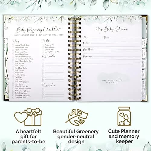 ZICOTO Pregnancy Journal and Memory Book with Stickers | 9x10 inches, 105 pages, Greenery design thumbnail 6