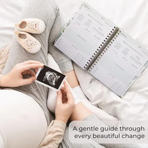 ZICOTO Pregnancy Journal and Memory Book with Stickers | 9x10 inches, 105 pages, Greenery design thumbnail 7