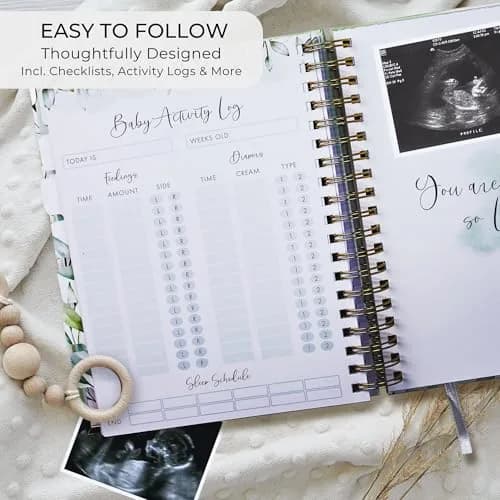 ZICOTO Pregnancy Journal and Memory Book with Stickers | 9x10 inches, 105 pages, Greenery design thumbnail 9