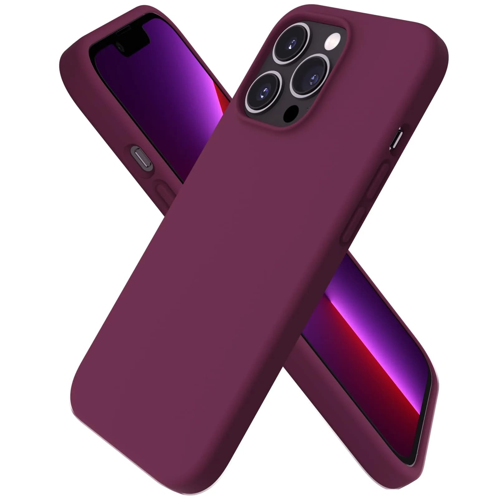ORNARTO Liquid Silicone Case for iPhone 13 Pro 6.1-inch (15.5cm) | Smooth Touch & Reinforced Toughness — Wine Red