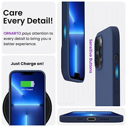ORNARTO Liquid Silicone Case for iPhone 13 Pro 6.1-inch | Slim Fit with Microfiber Lining thumbnail 5