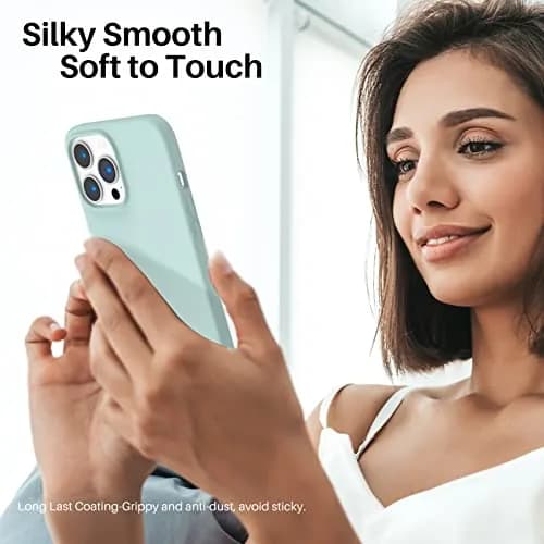 ORNARTO Compatible with iPhone 13 Pro Max Case 6.7" | Liquid Silicone, Full Coverage, Soft Rubber, Mint Green thumbnail 6