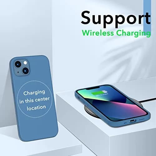 ORNARTO Compatible with iPhone 13 Mini Case, Slim Liquid Silicone 5.4 inch | Full Coverage, Microfiber Cushion, 3 Layers, Blue thumbnail 5