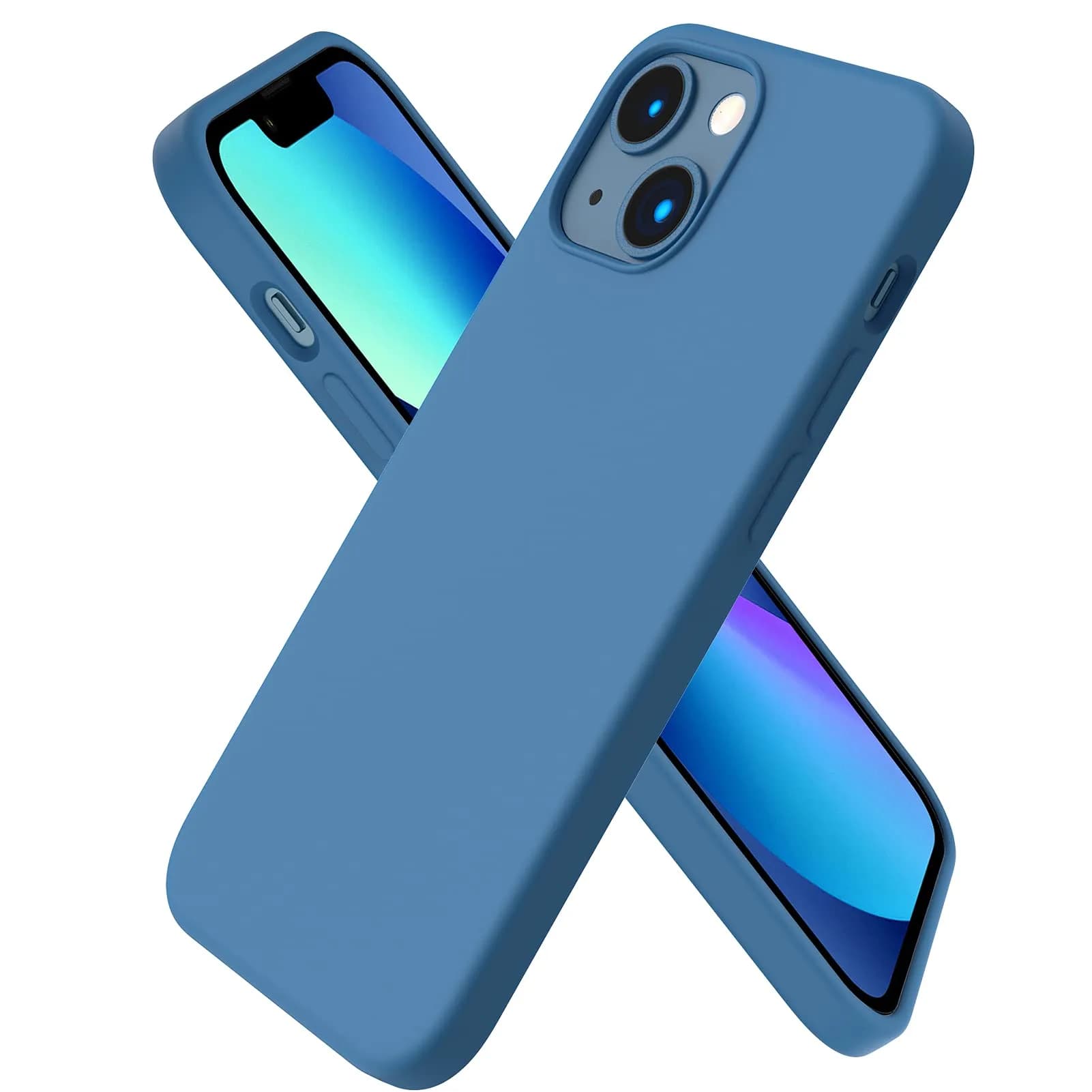 ORNARTO Compatible with iPhone 13 Mini Case, Slim Liquid Silicone 5.4 inch | Full Coverage, Microfiber Cushion, 3 Layers, Blue — Blue