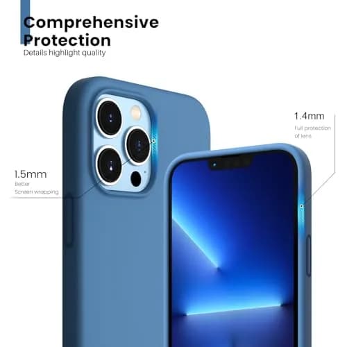 ORNARTO for iPhone 13 Pro Case, Slim Liquid Silicone, Blue | Anti-Dust & Shock-Absorbent thumbnail 4