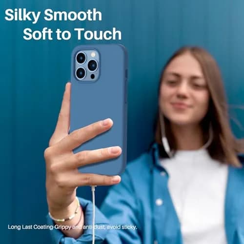 ORNARTO for iPhone 13 Pro Case, Slim Liquid Silicone, Blue | Anti-Dust & Shock-Absorbent thumbnail 6