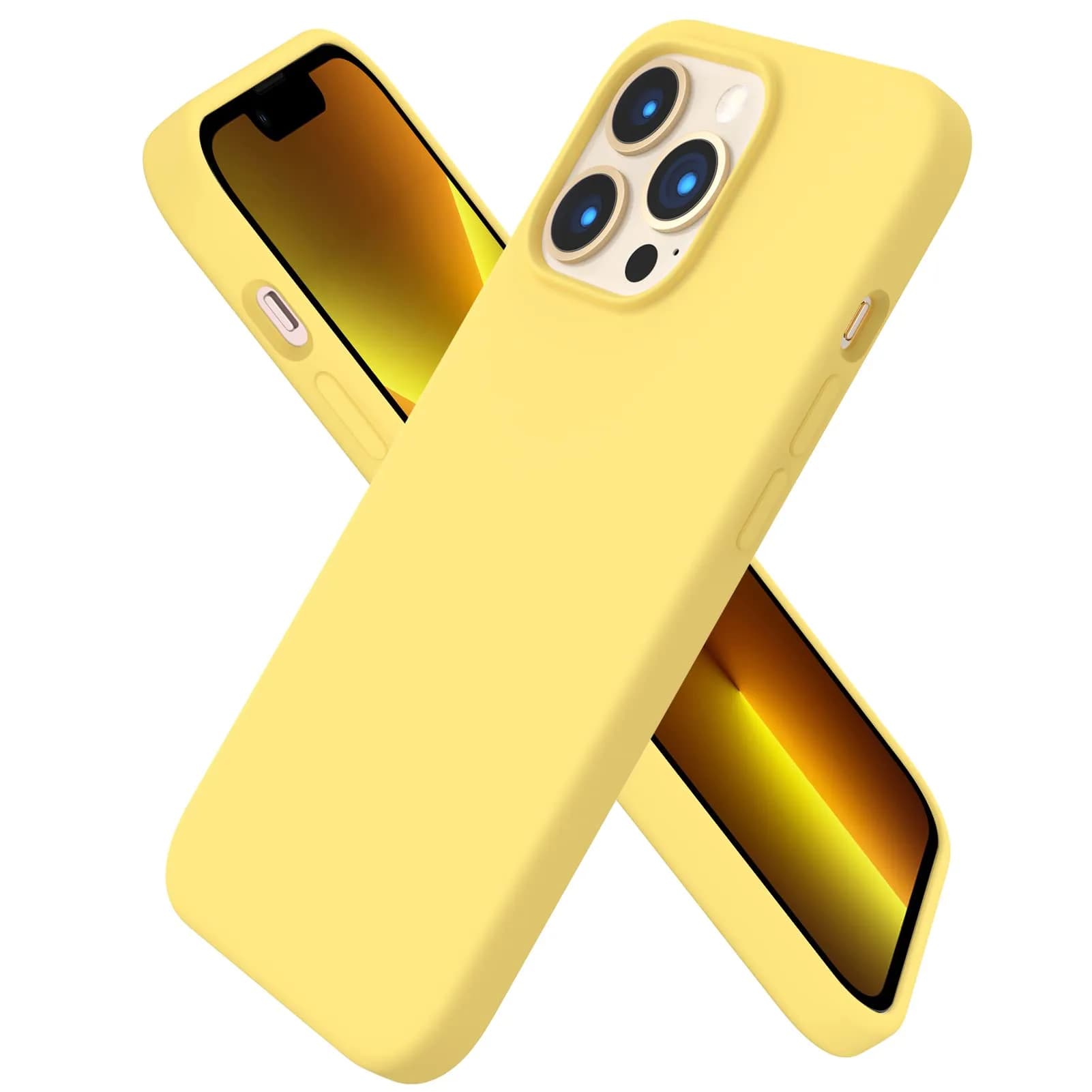 ORNARTO Liquid Silicone Case for iPhone 13 Pro 6.1-inch | Slim Fit, Smooth Touch — Lemon Yellow