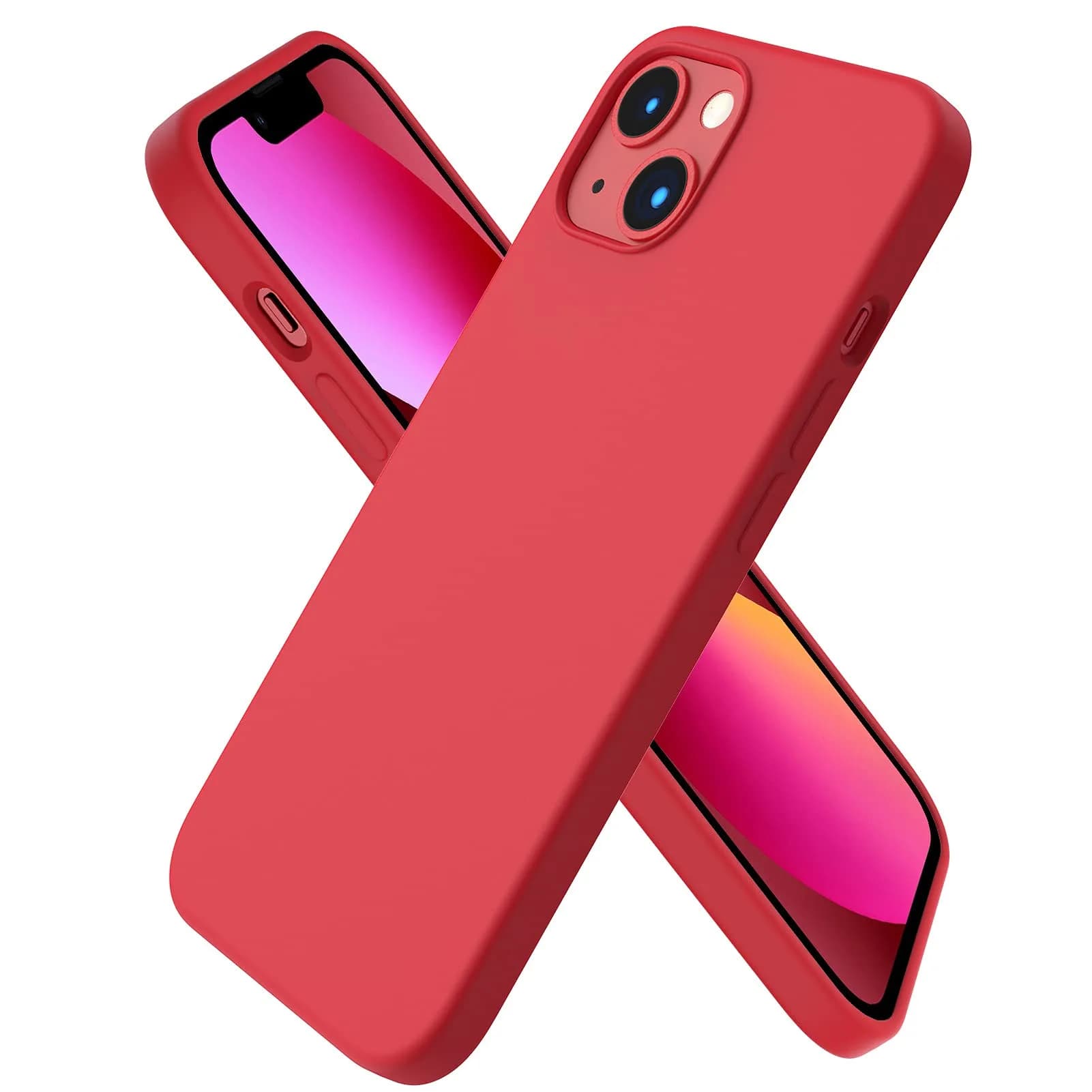 ORNARTO Liquid Silicone Case for iPhone 13, Red | Shockproof & Dustproof, 6.1 inch
