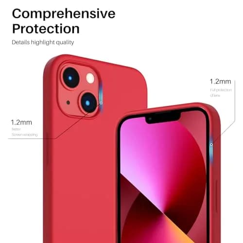 ORNARTO Liquid Silicone Case for iPhone 13, Red | Shockproof & Dustproof, 6.1 inch thumbnail 4