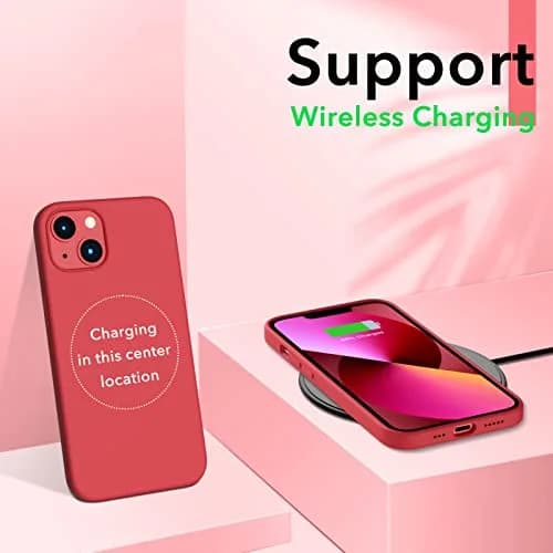ORNARTO Liquid Silicone Case for iPhone 13, Red | Shockproof & Dustproof, 6.1 inch thumbnail 5