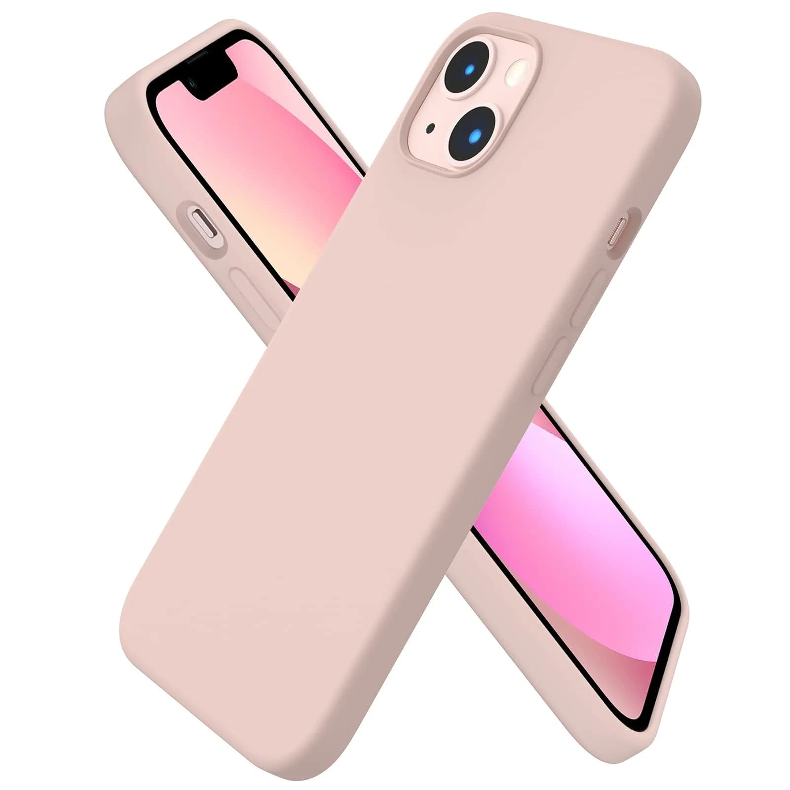 ORNARTO Liquid Silicone Case for iPhone 13, Sand Chalk Pink | Shockproof & Dustproof