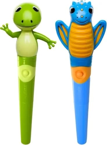 TalkTools Jiggler Oral Motor Tool Set for Kids - Vibration Sensory Awareness for Jaw & Lips, Speech & Feeding Aid | Dragon & Frog, Set of 2 (Blue & Green) thumbnail 1