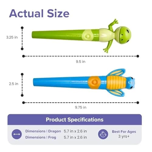 TalkTools Jiggler Oral Motor Tool Set for Kids - Vibration Sensory Awareness for Jaw & Lips, Speech & Feeding Aid | Dragon & Frog, Set of 2 (Blue & Green) thumbnail 4
