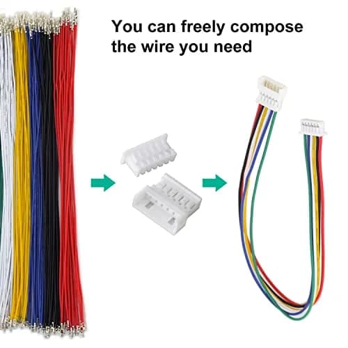 Keszoox MX 1.25mm Connector Kit with 28AWG Pre-Crimped Cables (240 Connectors, 200 Cables) | Molex PicoBlade Compatible for Pixhawk thumbnail 3