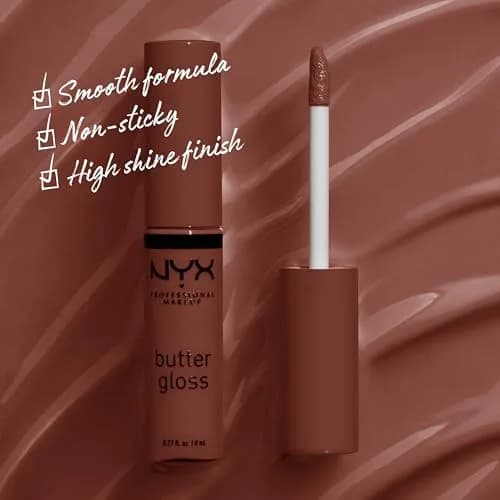 NYX PROFESSIONAL MAKEUP Butter Gloss Brown Sugar Lip Gloss - Brownie Drip (Deep Brown) thumbnail 2