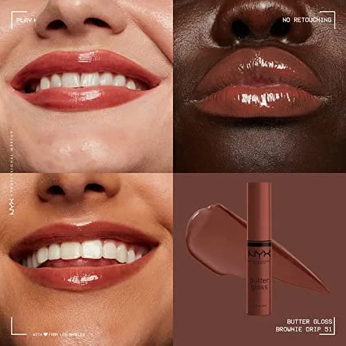 NYX PROFESSIONAL MAKEUP Butter Gloss Brown Sugar Lip Gloss - Brownie Drip (Deep Brown) thumbnail 3