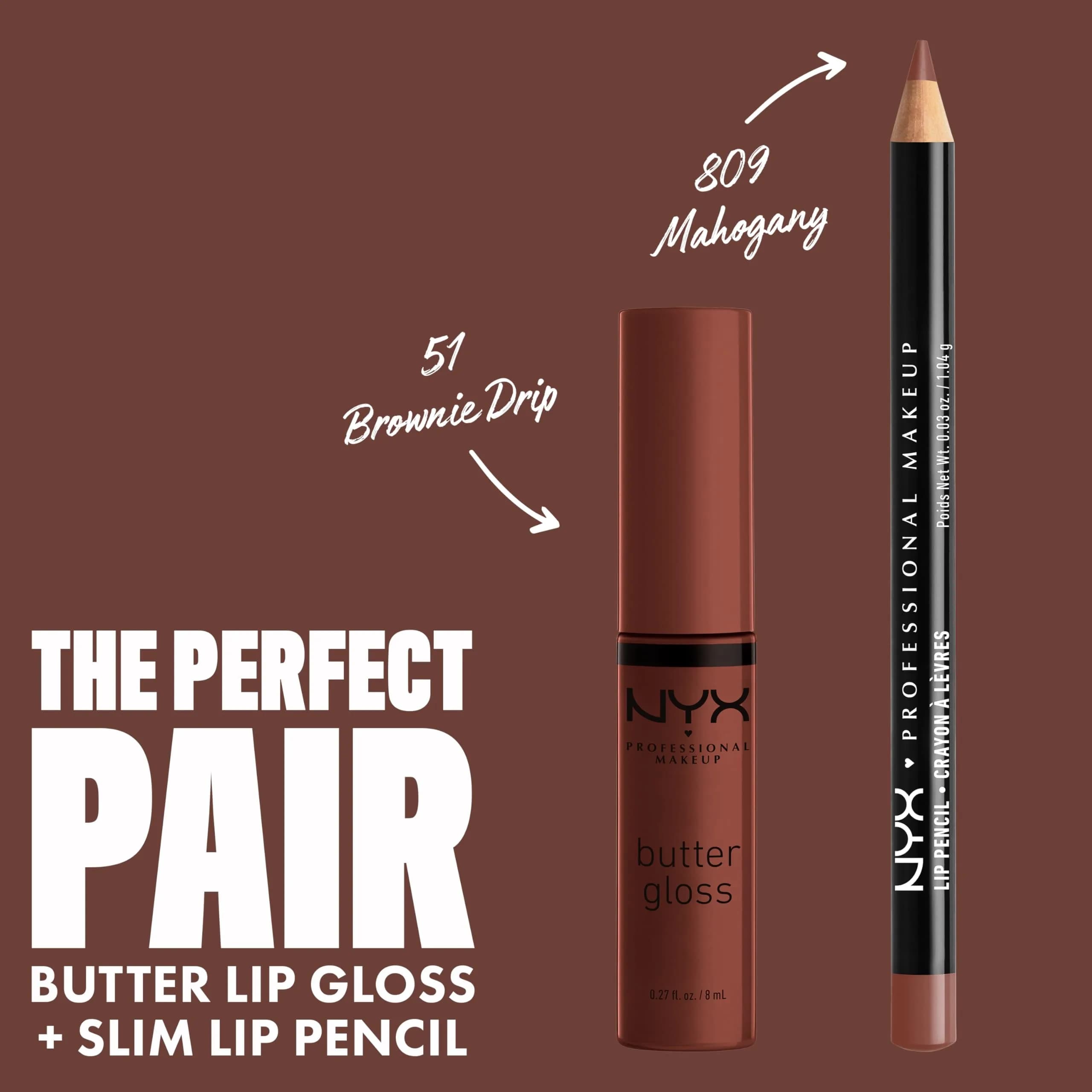 NYX PROFESSIONAL MAKEUP Butter Gloss Brown Sugar Lip Gloss - Brownie Drip (Deep Brown) thumbnail 4