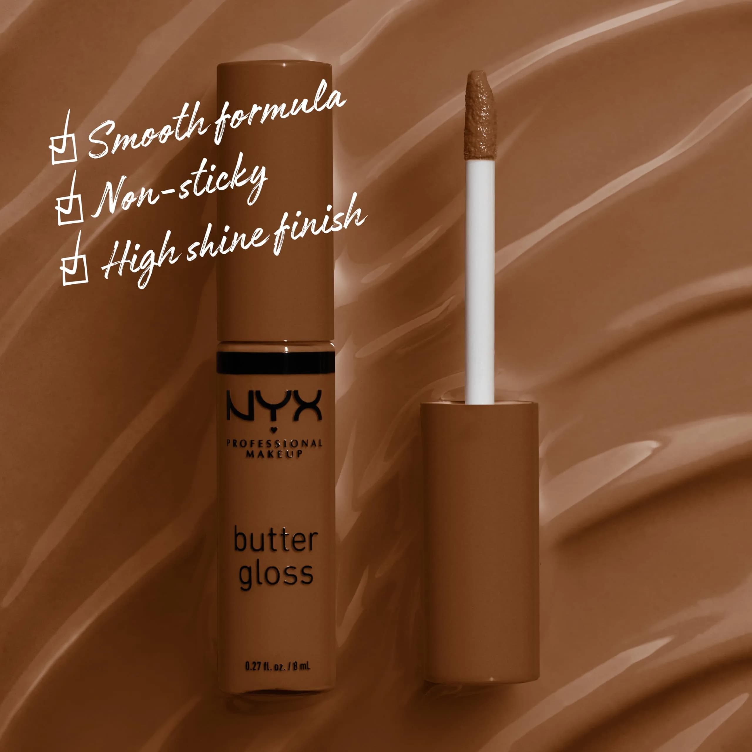 NYX PROFESSIONAL MAKEUP Butter Gloss in Brown Sugar - Caramelt Medium Brown, Vegan & Non-Sticky Shine (7.65 ml / 0.27 Fl Oz) thumbnail 2