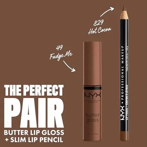 NYX PROFESSIONAL MAKEUP Butter Gloss "Brown Sugar" Non-Sticky Lip Gloss, Shade: Fudge Me (Warm Brown) thumbnail 4