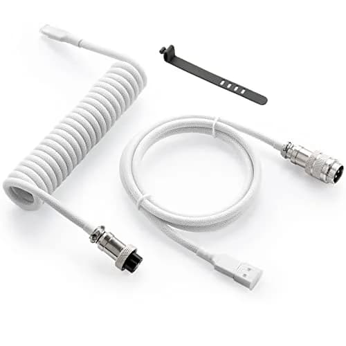 GUNMJO Pro Custom Coiled USB-C Cable 1.5m (5ft) | Double-Sleeved Mechanical Keyboard Cable with Metal Aviator thumbnail 1