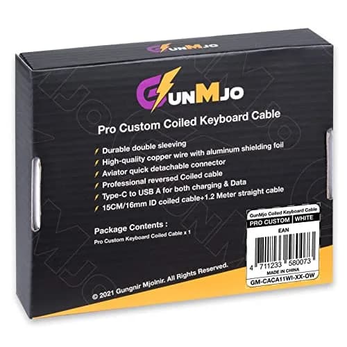 GUNMJO Pro Custom Coiled USB-C Cable 1.5m (5ft) | Double-Sleeved Mechanical Keyboard Cable with Metal Aviator thumbnail 6