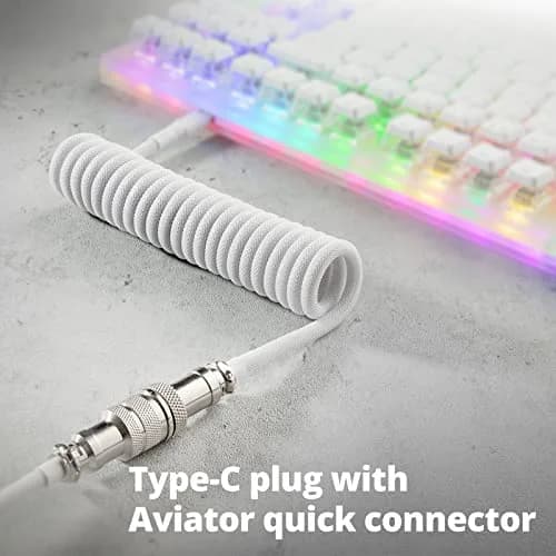 GUNMJO Pro Custom Coiled USB-C Cable 1.5m (5ft) | Double-Sleeved Mechanical Keyboard Cable with Metal Aviator thumbnail 3