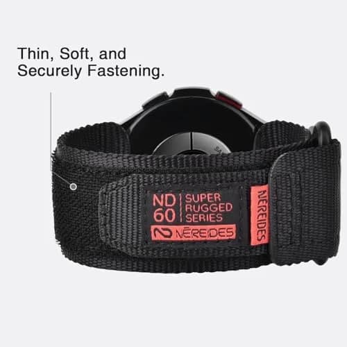 Nereides Black Nylon Watch Band for Samsung Galaxy Watch 7/6/5/4 40mm 44mm | Compatible with 20mm Smartwatches thumbnail 6