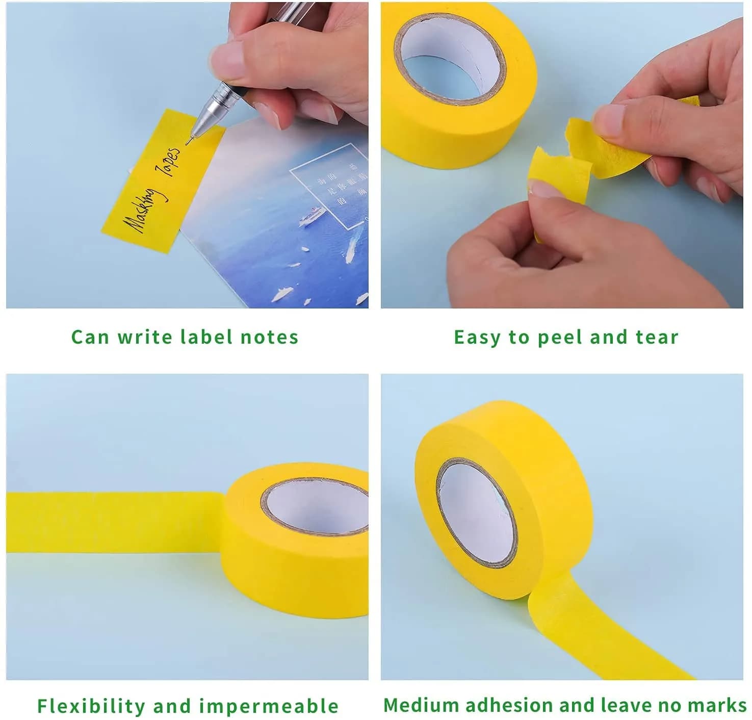 JONYEE 12P Colored Masking Tape - Biodegradable Crepe Paper Tape, 1 Inch x 15m - view 2