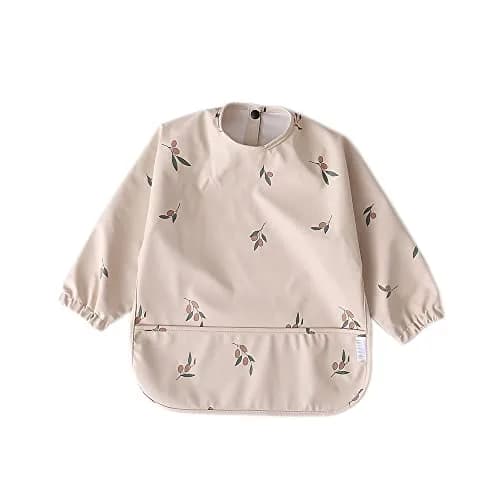 GZMM Waterproof Baby Bibs Long Sleeve Feeding Bib with Food Catcher | Easy Clean & Washable for Toddler 12-24 months thumbnail 1