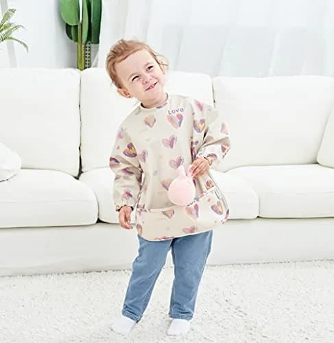GZMM Waterproof Baby Bibs Long Sleeve Feeding Bib with Food Catcher | Easy Clean & Washable for Toddler 12-24 months thumbnail 6