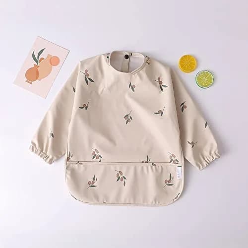 GZMM Waterproof Baby Bibs Long Sleeve Feeding Bib with Food Catcher | Easy Clean & Washable for Toddler 12-24 months thumbnail 3