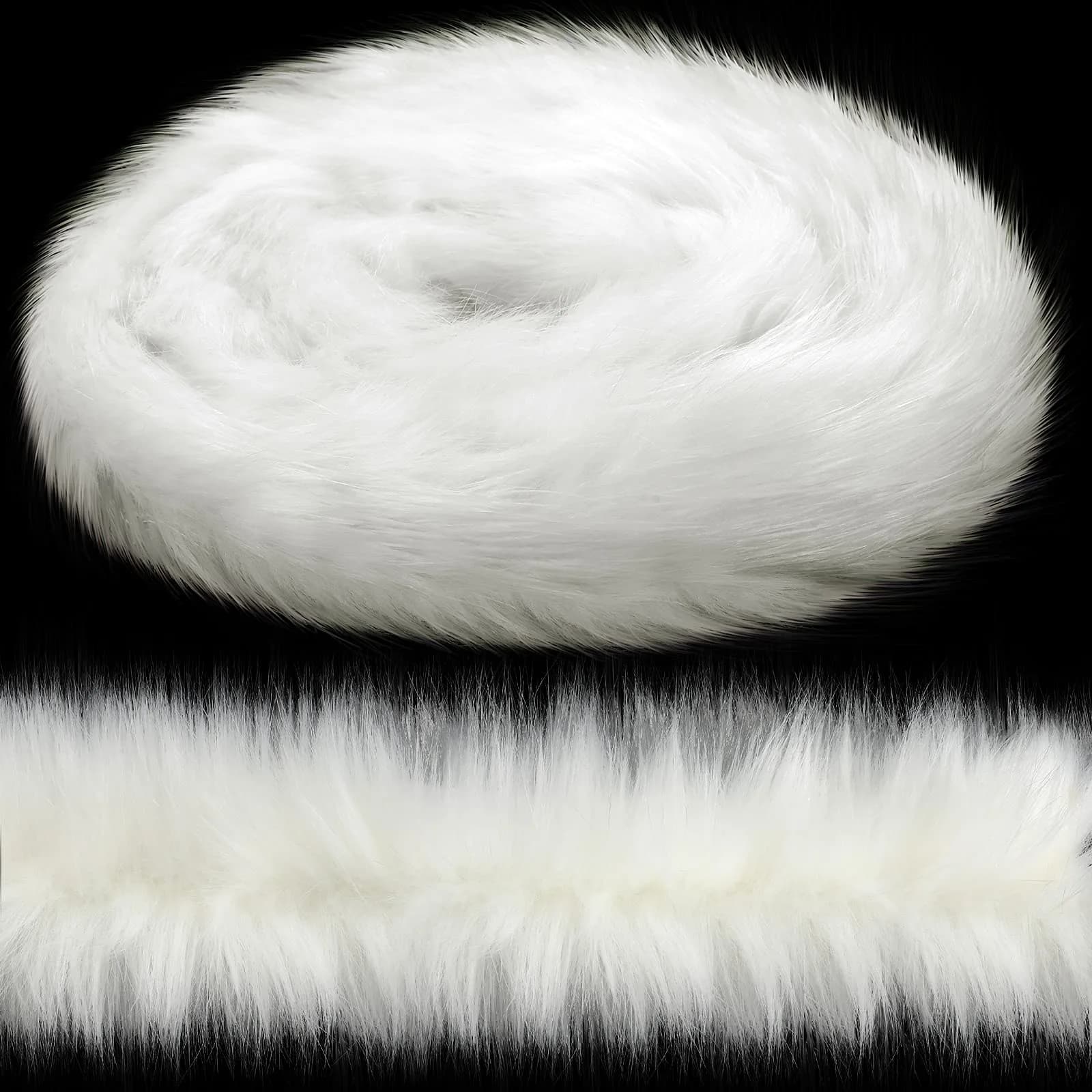WILLBOND White Faux Fur Trim Ribbon 3.9in x 11.5ft | Fluffy Christmas Craft Decor — 3.9 Inch x 11.5 Feet
