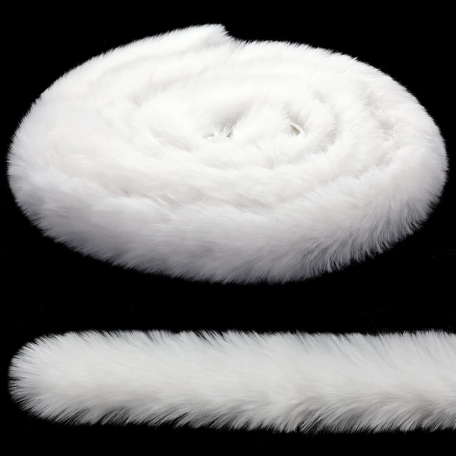 WILLBOND White Faux Fur Trim Ribbon 1.97in x 29.5ft | Fluffy Christmas Craft Decor - main product image