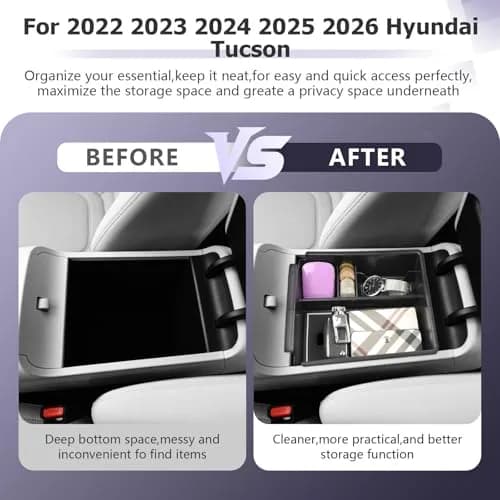 ZCLINKO 2025 Hyundai Tucson Center Console Organizer Armrest Storage Box White-trim | Custom Fit for 2022-2026 NX4 thumbnail 4