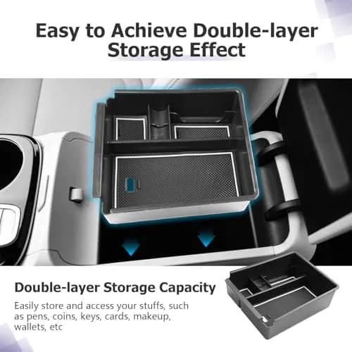 ZCLINKO 2025 Hyundai Tucson Center Console Organizer Armrest Storage Box White-trim | Custom Fit for 2022-2026 NX4 thumbnail 6