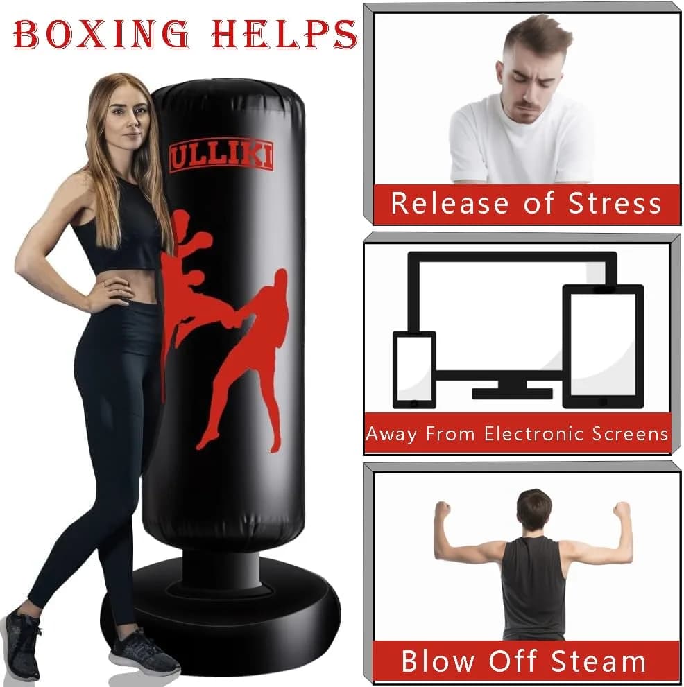 ULLIKI Freestanding Punching Bag for Adults 63" | Stress Relief & Family Fun thumbnail 2