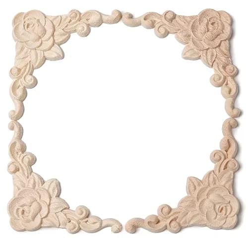 LizhiPier Rose Wood Appliques 8cm (3.15") | 4Pcs Unpainted Oak Wood Carved Decals for Furniture DIY thumbnail 3