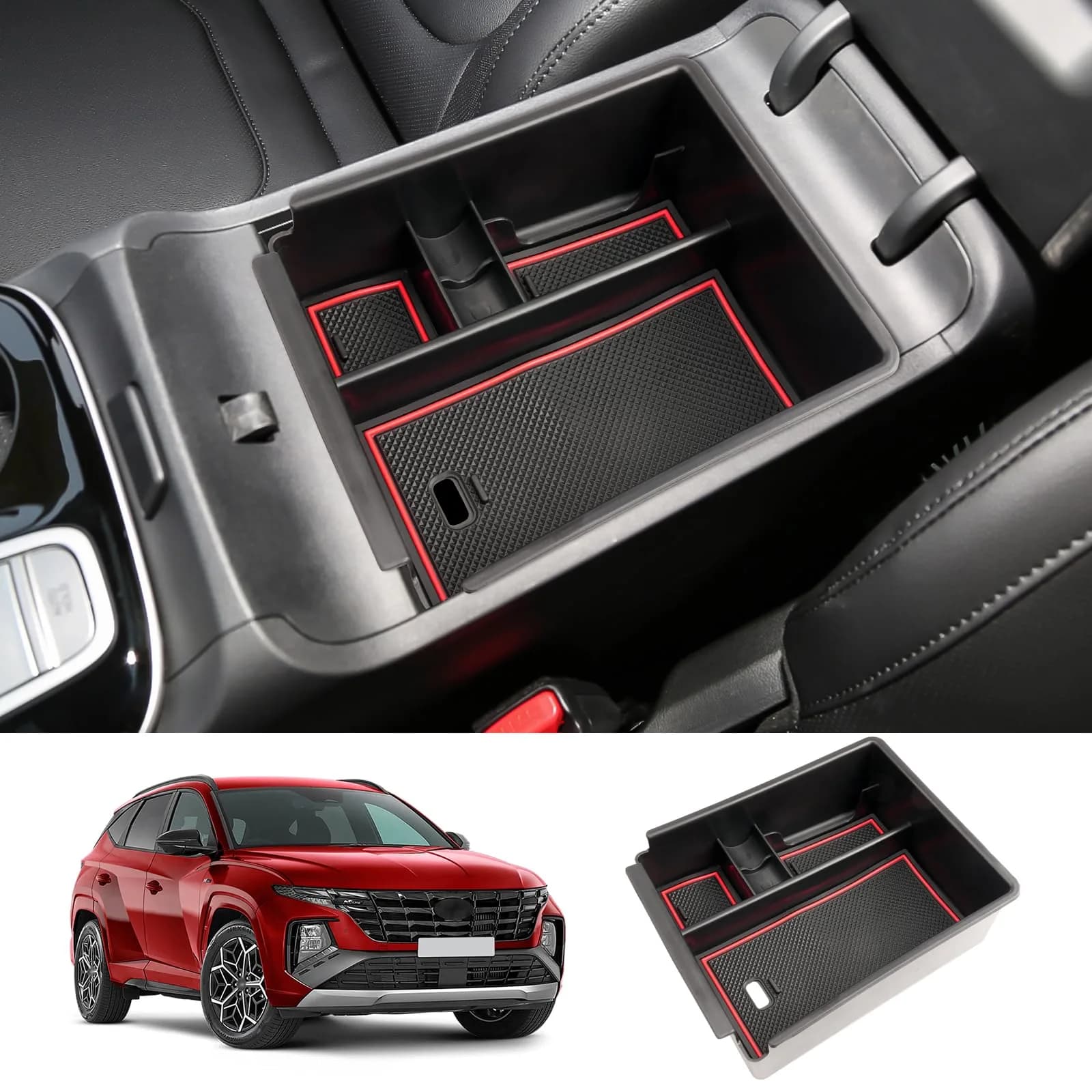 ZCLINKO Hyundai Tucson Center Console Organizer 2022-2026 | Red