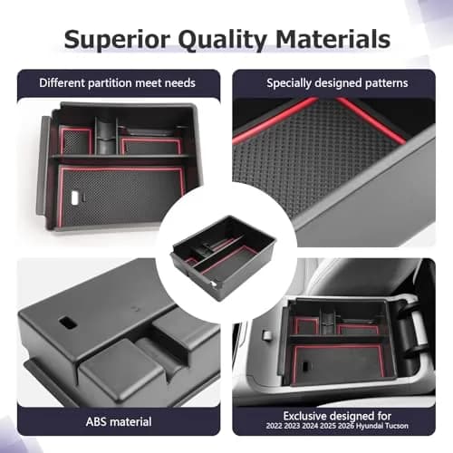 ZCLINKO Hyundai Tucson Center Console Organizer 2022-2026 | Red thumbnail 7