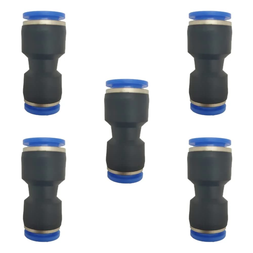 ROZESAZZ Pneumatic Quick Connector Straight Reducer Union 12.7mm (1/2") OD x 9.52mm (3/8") OD Tube, Pack of 5 | Connects Different Size Tubes