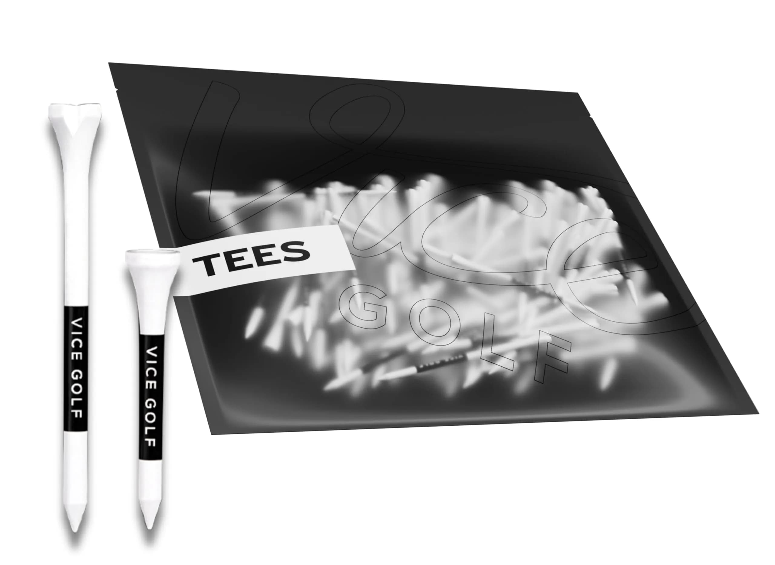 Vice Golf Tees | White | 60 Driver & 15 Short Tees | Eco-Friendly Bamboo — White