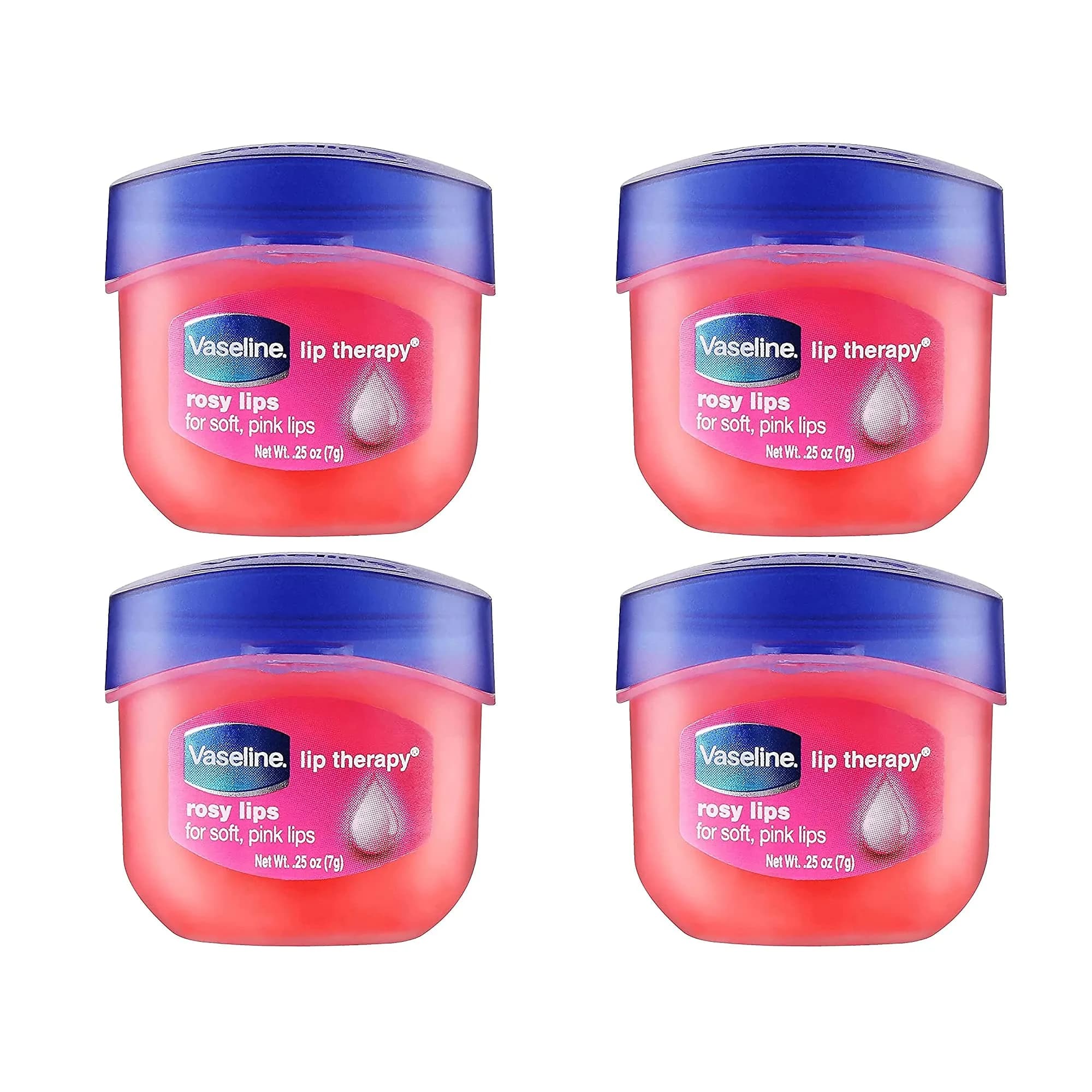 Vaseline Lip Therapy Rosy Lips Mini Lip Balm - 0.25 oz Pack of 4 | Tinted Healing for Dry, Chapped Lips — Rosy Lips / 0.25 Ounce