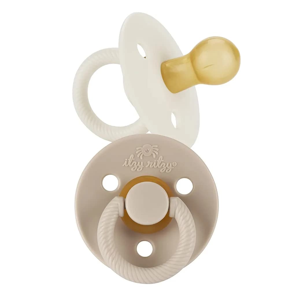 Itzy Ritzy Natural Rubber Pacifiers for 0–6 Mos | BPA-Free, Cherry-Shaped Nipple, Large Air Holes, Set of 2