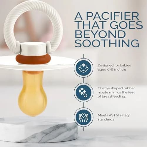 Itzy Ritzy Natural Rubber Pacifiers for 0–6 Mos | BPA-Free, Cherry-Shaped Nipple, Large Air Holes, Set of 2 thumbnail 4