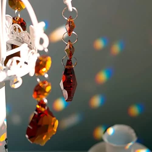 GOLDENHAITAI 20pcs Crystal Prism Maple Leaf Hanging Ornament 38mm | Rainbow Rainbows Reflection thumbnail 4