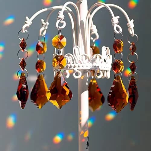 GOLDENHAITAI 20pcs Crystal Prism Maple Leaf Hanging Ornament 38mm | Rainbow Rainbows Reflection thumbnail 3
